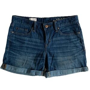 GAP Real Straight Blue Denim Shorts Roll Up Cuffs Sz 27